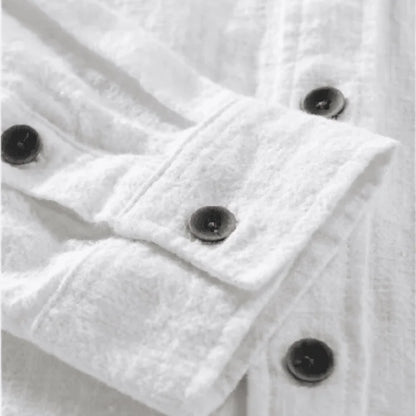 Camiseta de Linho Masculina Branco de botão