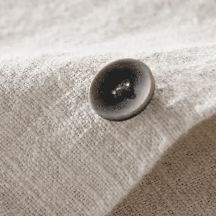 Camiseta de Linho Masculina bege de botão