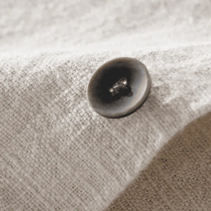 Camiseta de Linho Masculina bege de botão