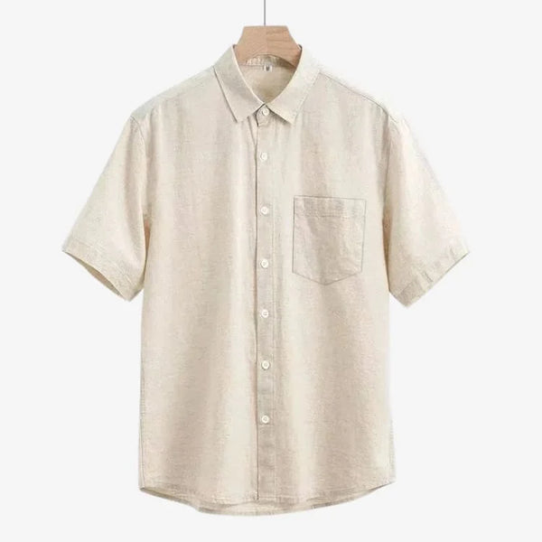 Camiseta de Linho Masculino Bege Soffisticata de frente e fundo branco