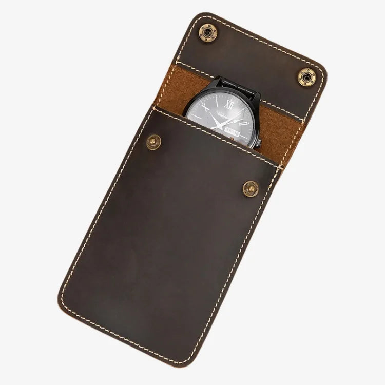 Estojo Porta Relógio de Couro Marrom Escuro 1 Slot