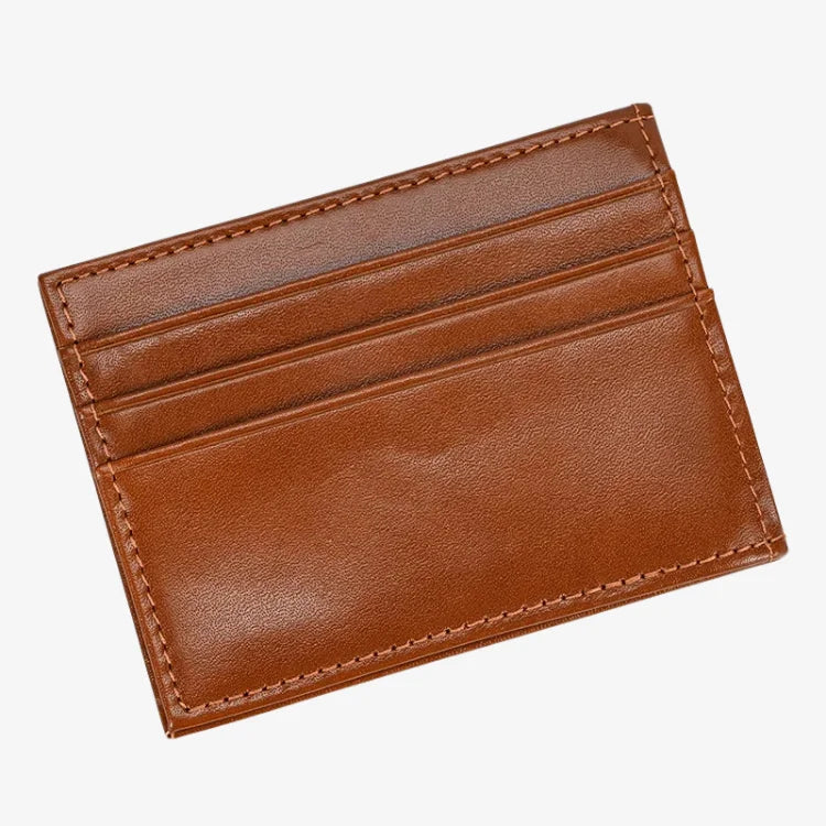 Porta Cartões Couro Marrom Soffisticata mostrando a parte de colocar os cartões 