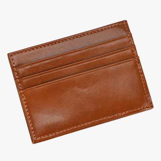 Porta Cartões Couro Marrom Soffisticata mostrando a parte de colocar os cartões 