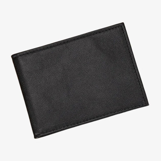 Porta Cartões Couro Preto Soffisticata detalhes da parte de trás 