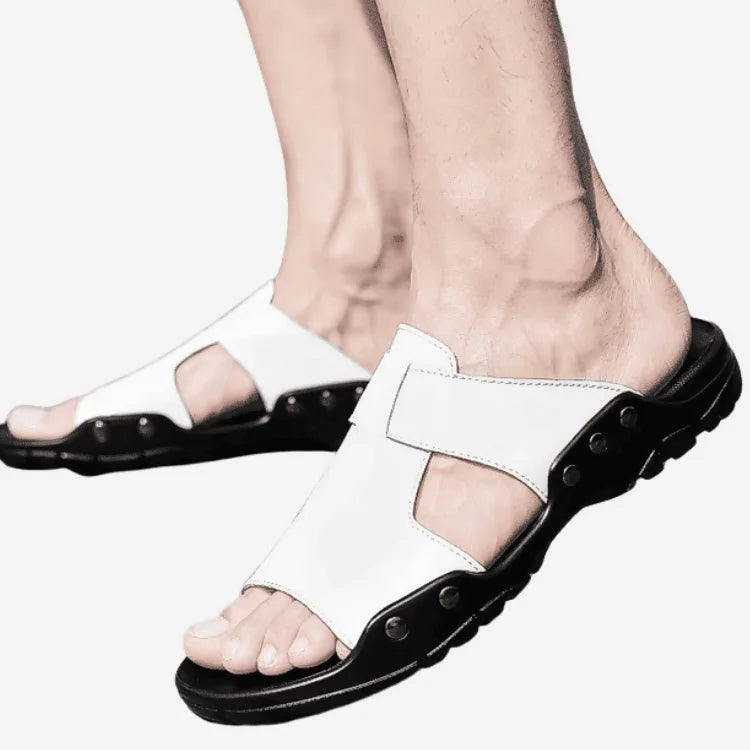 Sandália Masculina de Couro Branca Soffisticata Morano