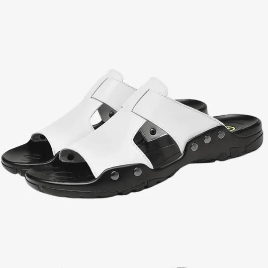 Sandália Masculina de Couro Branca Soffisticata Morano