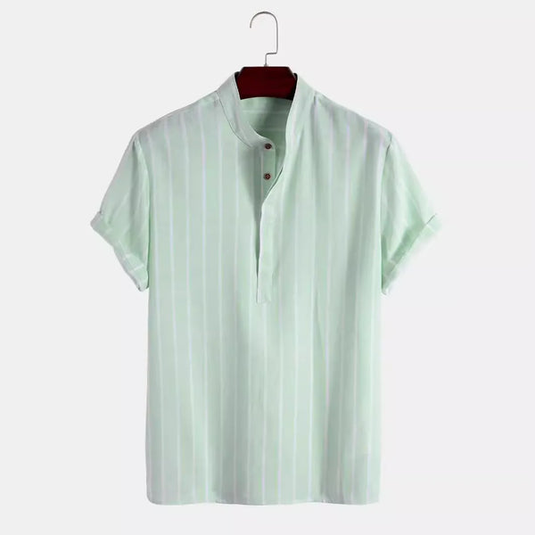 Camiseta Polo Masculina Verde Claro Listrada Soffisticata