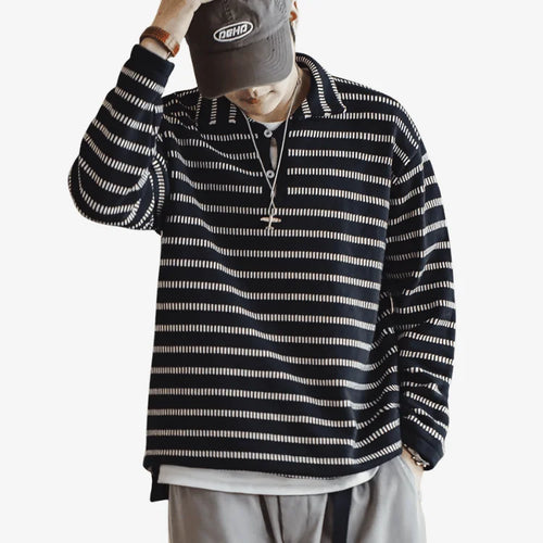 Suéter Masculino Preto Listrado Soffisticata