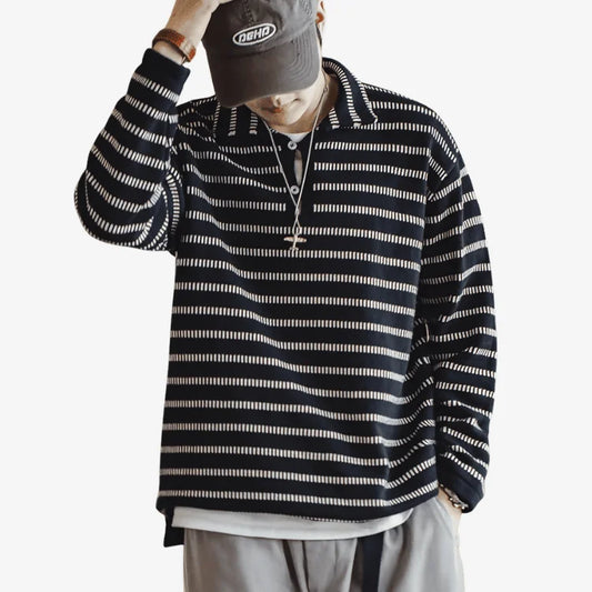 Suéter Masculino Preto Listrado Soffisticata