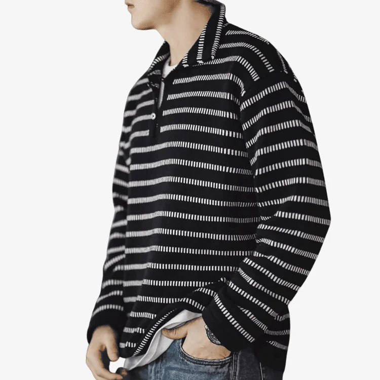 Suéter Masculino Preto Listrado Soffisticata