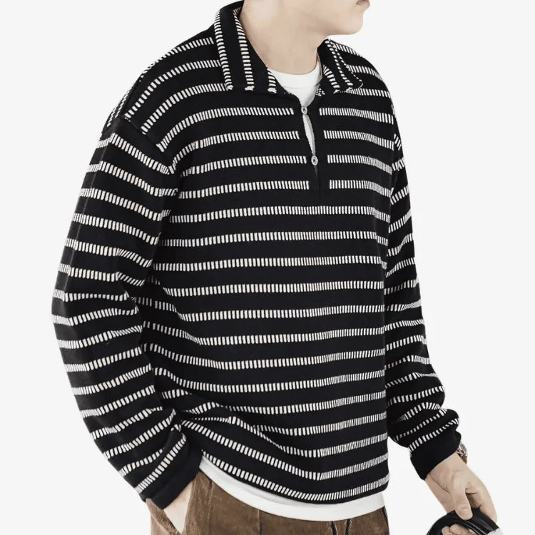 Suéter Masculino Preto Listrado Soffisticata