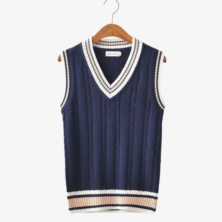 Suéter Masculino Sem Manga Azul Soffisticata no cabide em fundo branco