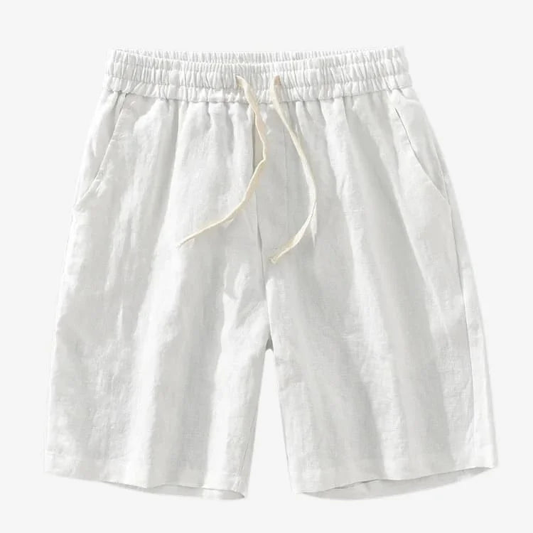 Bermuda de linho masculina branca vista frontal — Soffisticata