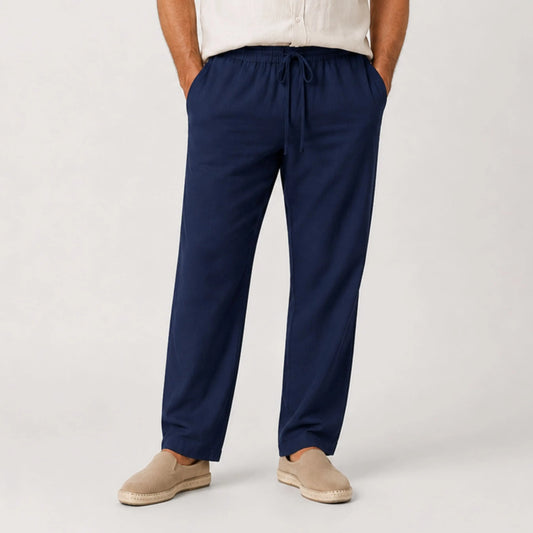 Calça de Linho Masculina Azul Marinho Soffisticata