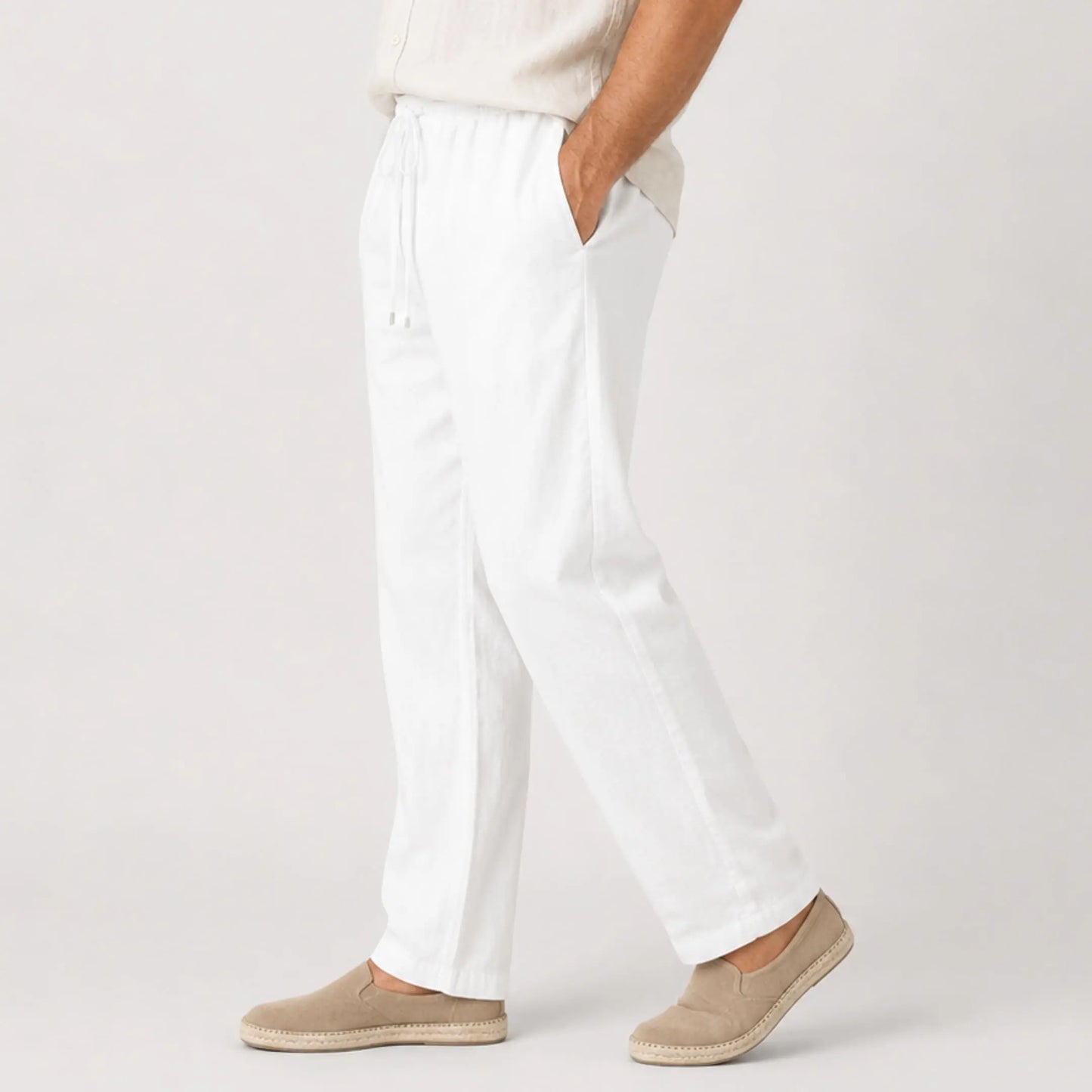 Calça de Linho Masculina Branca Soffisticata
