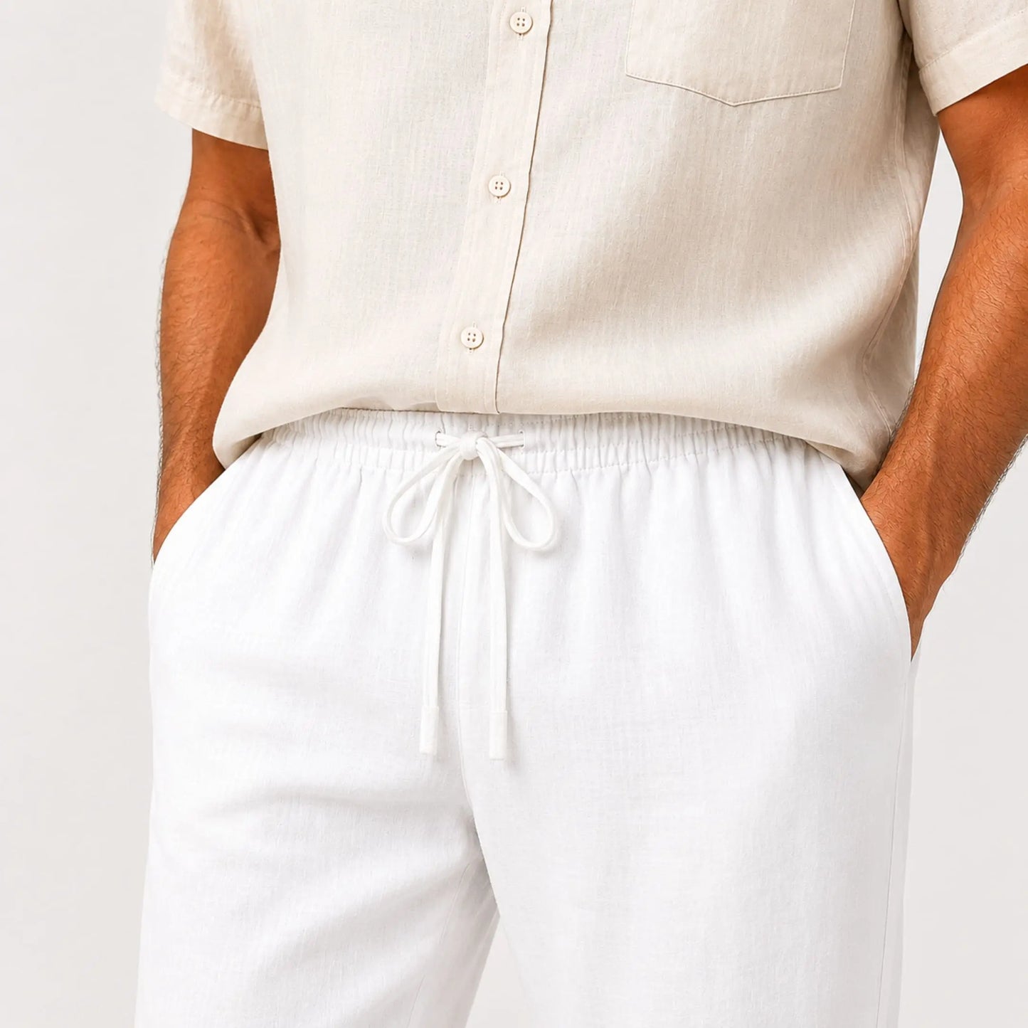 Calça de Linho Masculina Branca Soffisticata