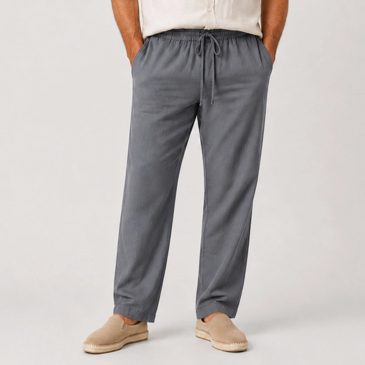 Calça de Linho Masculina Cinza Escuro Soffisticata