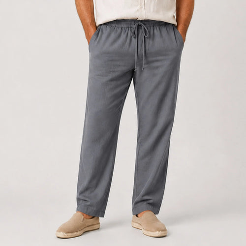 Calça de Linho Masculina Cinza Escuro Soffisticata
