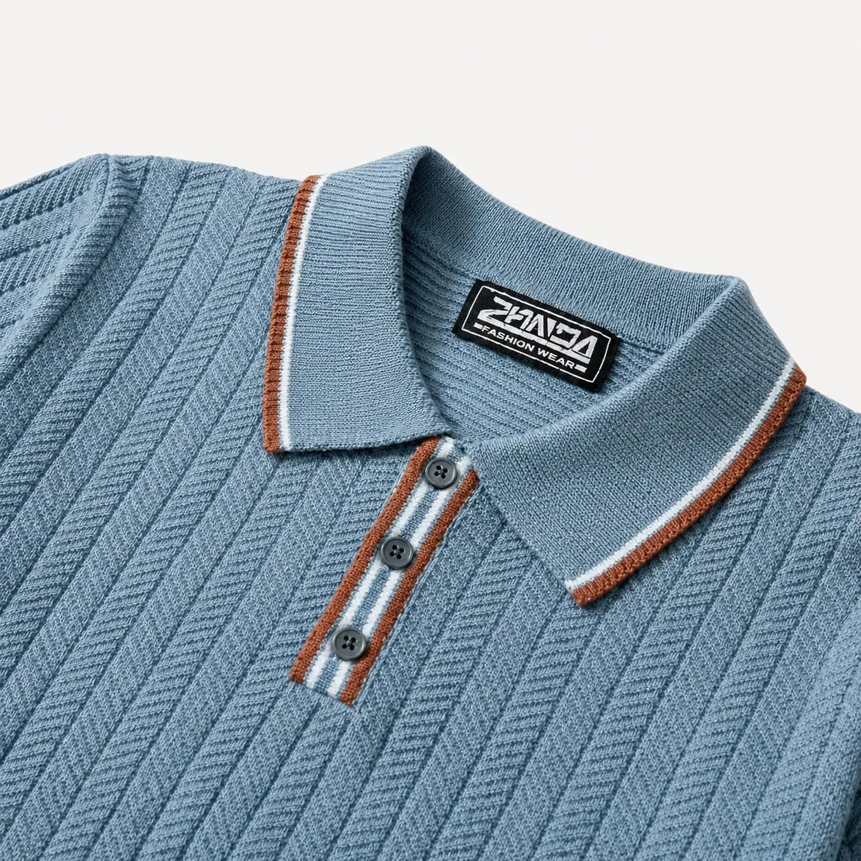 Camiseta Polo Masculina de Malha Azul Claro