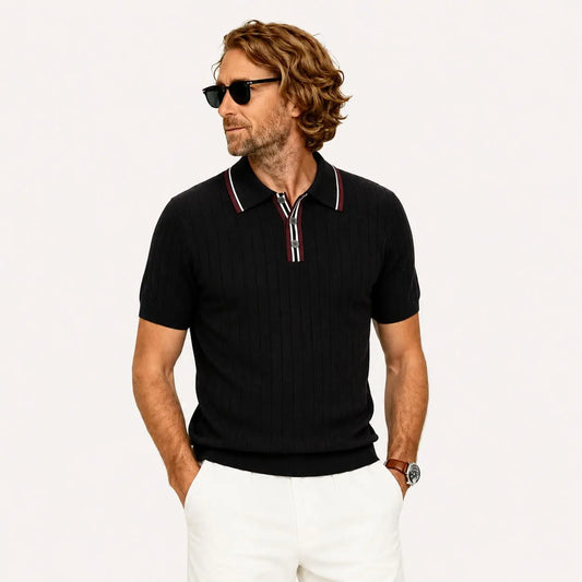 Camiseta Polo Masculina Preta de Malha