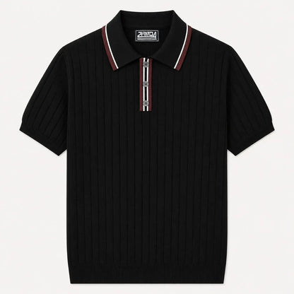 Camiseta Polo Masculina Preta de Malha