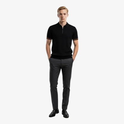 Look completo camiseta polo preta masculina de malha — Soffisticata