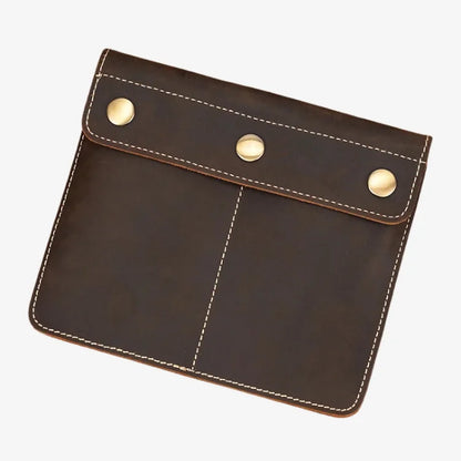 porta-relógio de couro masculino marrom escuro fechado vista frontal — Soffisticata