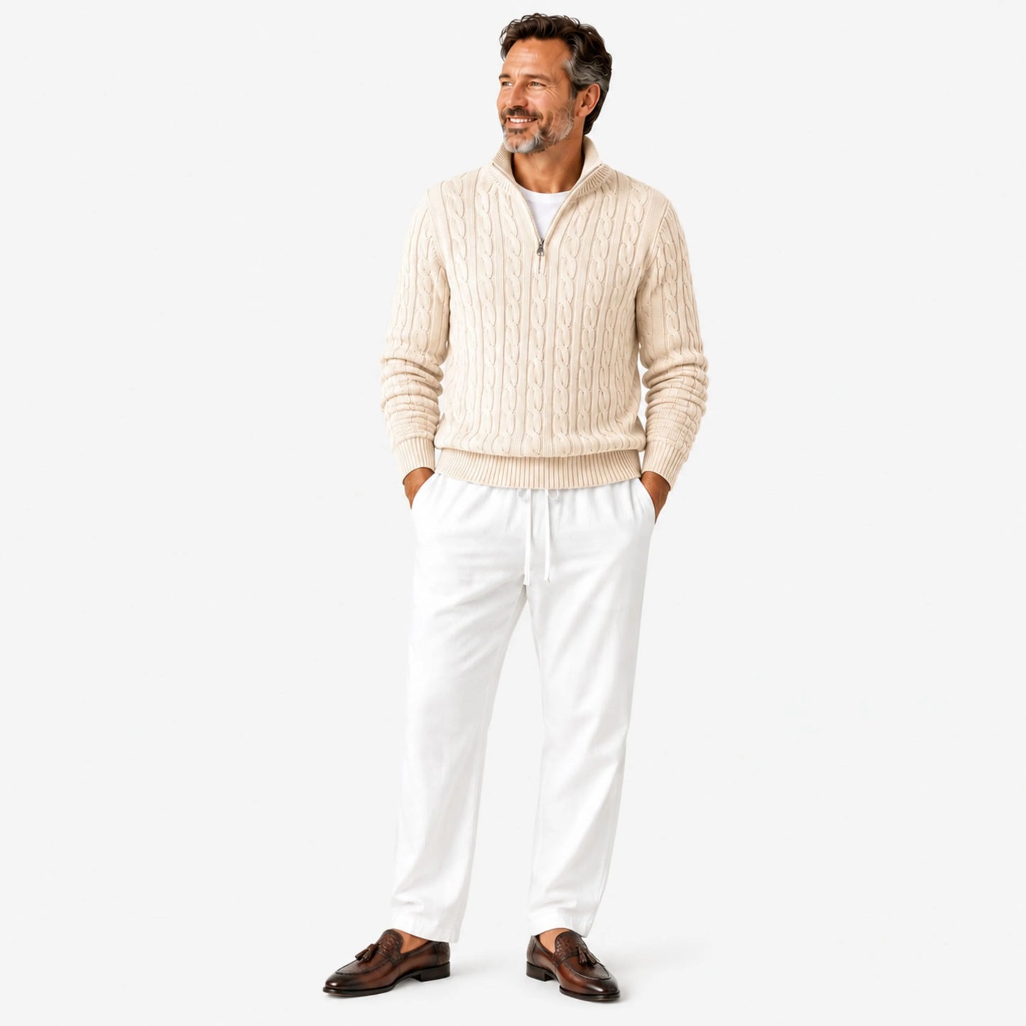 Suéter Masculino de Tricot Bege | Soffisticata